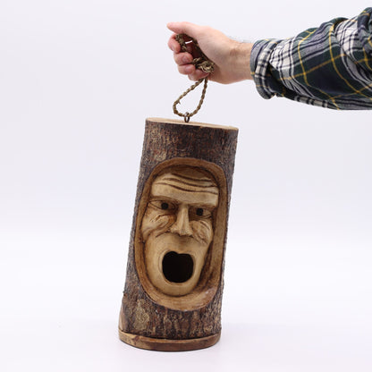 Tree Trunk Face - Bird House - Grumpy Old Man