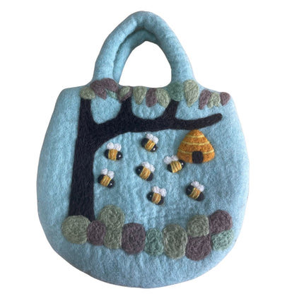 Tree and Beehive Felted Bag