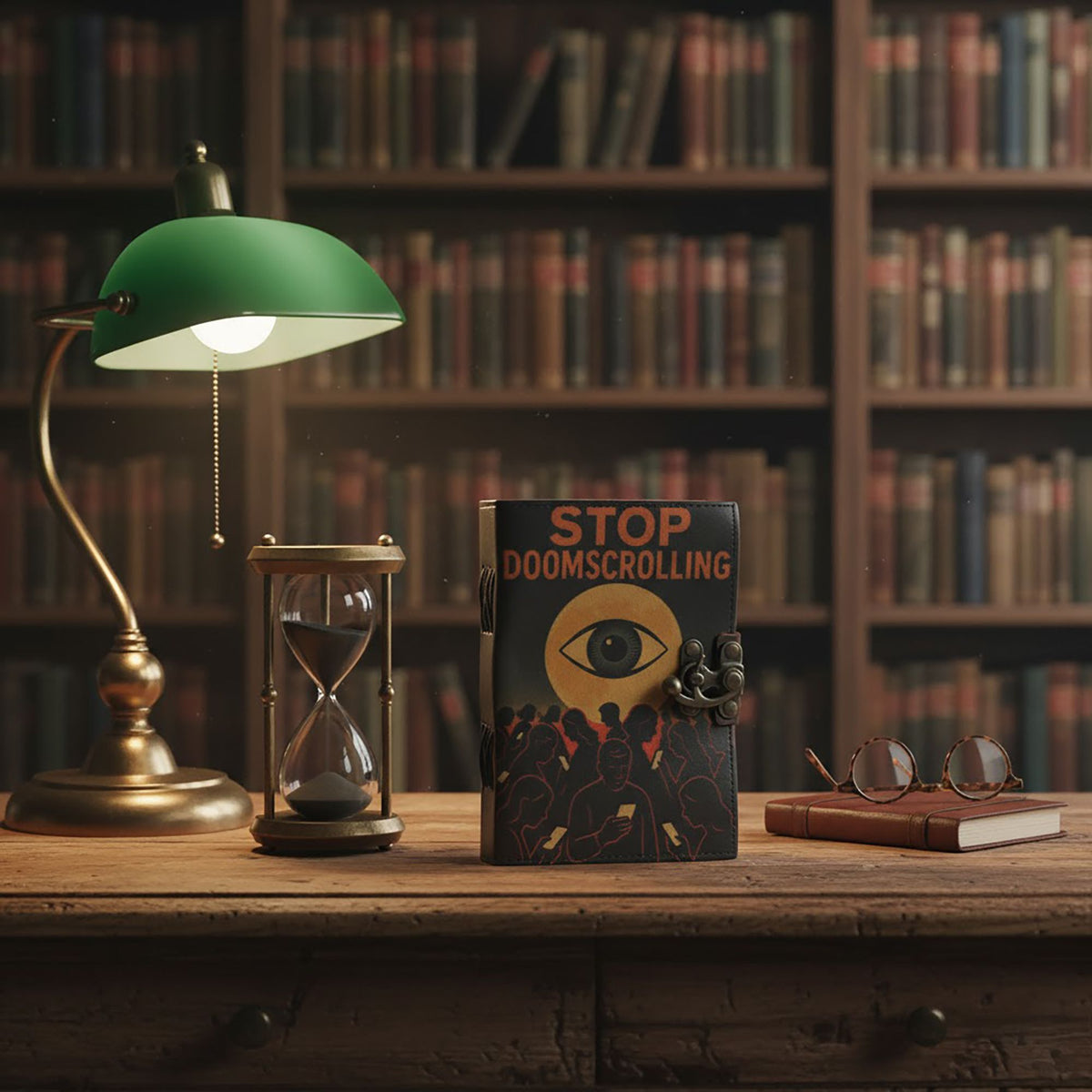 Leather Printed Notebook – Stop Doom Scrolling - 17.8x12.7 cm
